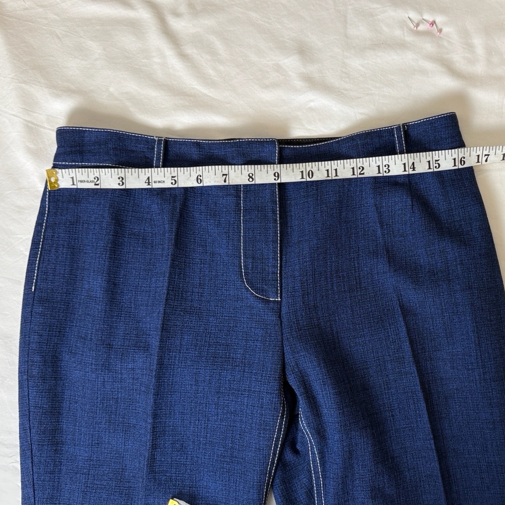 NWT Wes Gordon Blue Trouser Jeans White Stitch Slub 8 Preppy Quiet Luxury Retro - Picture 11 of 14